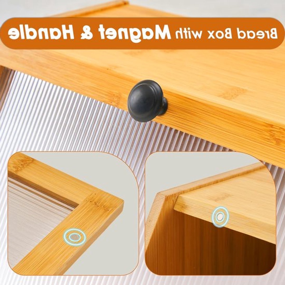Bamboe Brooddoos met Snijplank, Houten Opslagbox voor Brood en Keukenaccessoires, 39 x 25 x 20 cm, Natuurlijke Materialen, Duurzaam en Functioneel