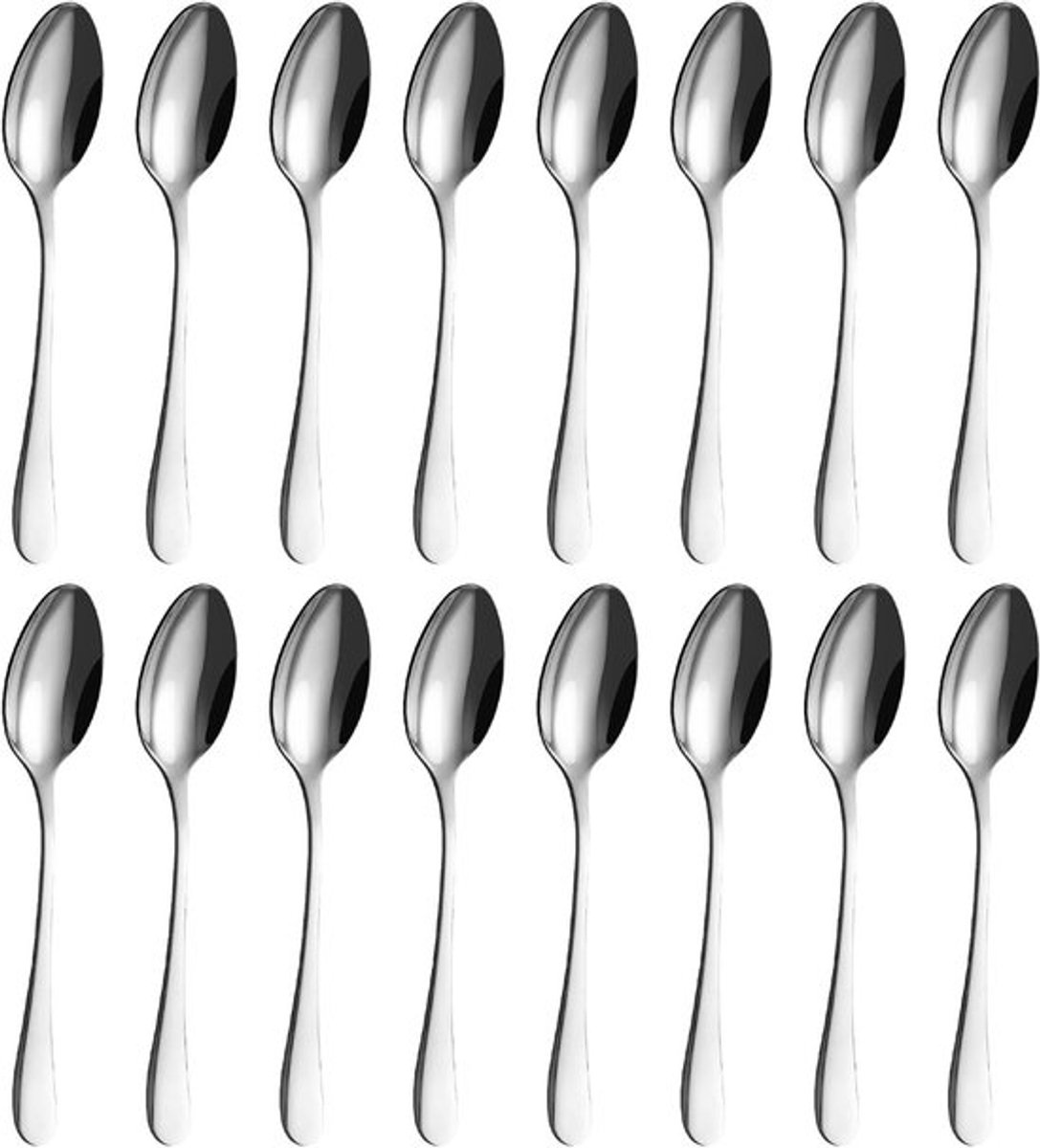 Set van 16 RVS Tafellepels van 20,5 cm - Perfect voor Koffie, Soep en Feesten, Vaatwasserbestendig