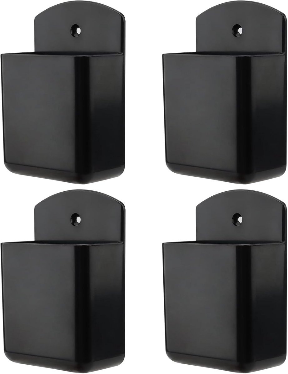SnelShoppen - 4 stuks zwarte afstandsbedieninghouders, zelfklevende wandhouder voor afstandsbediening, controller, mobiel, opbergdoos voor mediaspeler