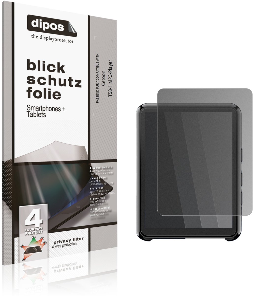 dipos – Matte Privacy Screenprotector geschikt voor Cetoon T58-1 MP3-Player | Anti-Spy Beschermfolie