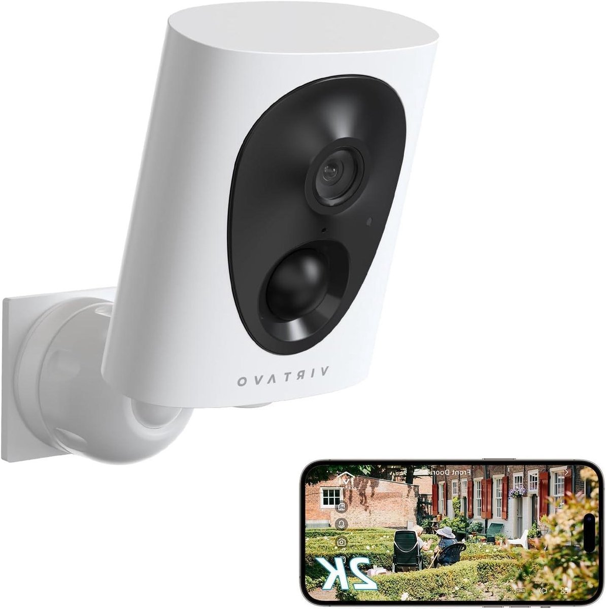 Bewakingscamera Buiten - Draadloze Camera - Huis Beveiligen - 2K QHD Kleuren Nachtzicht - 10 Meter Bereik - Wit