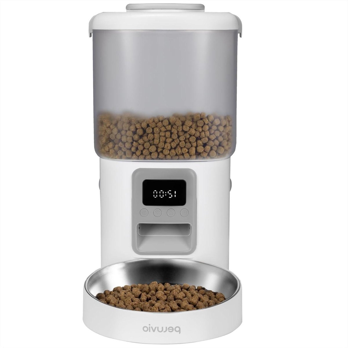 Automatische Voerbak Hond - Hondenvoer Dispenser - Vaste Voedingstijden - 4 Maaltijden Instelbaar - 4.5 Liter - Wit