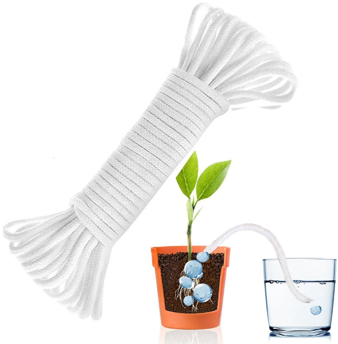 Zelfwatergevende Wick van 20 Meter, Automatische Plantenirrigatie voor Binnen, Drip Irrigation voor Potplanten en DIY Wateroplossingen
