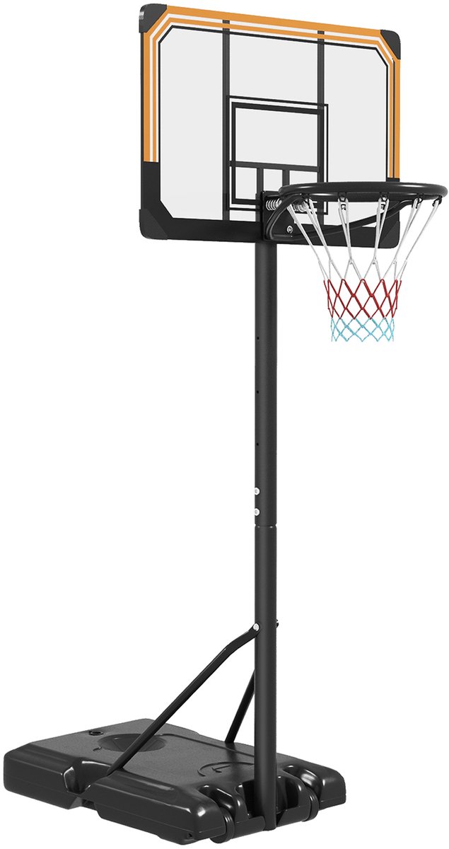 NAVOBIZ Basketbalpaal - Basketbalring - Basketbalstandaard - Verstelbare hoogte - Verzwaarbare voet - Weerbestendig - Verrijdbaar