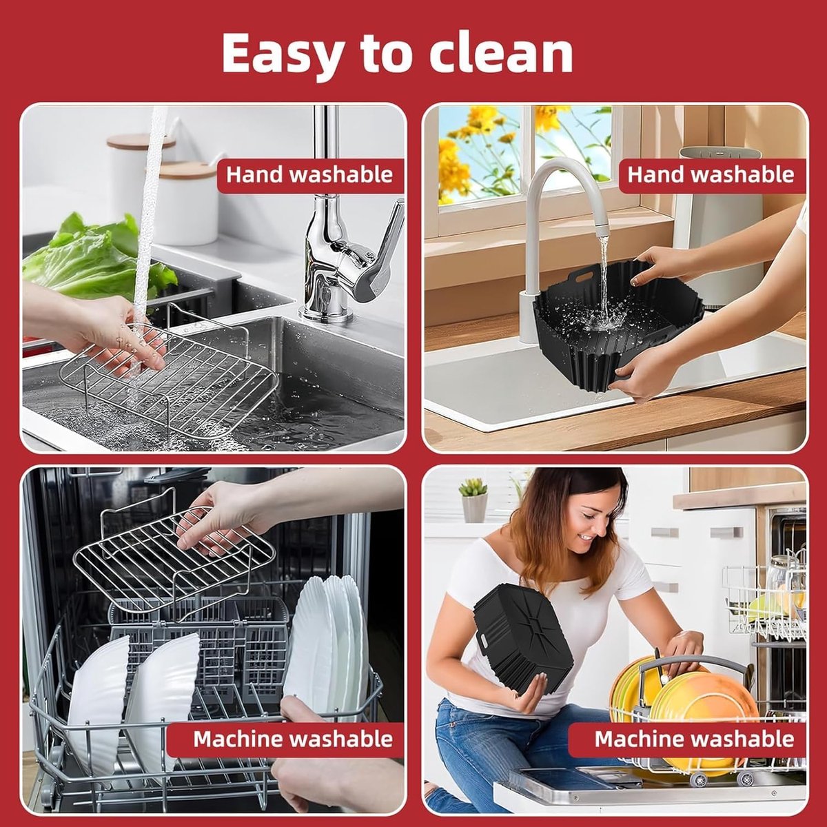 Airfryer Accessoires - Keuken Gereedschap - Gezond Koken - Zwevend Ontwerp - 4 Stuks - Zilver