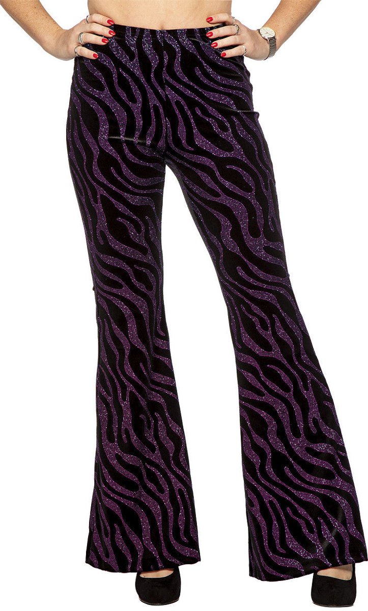 Party Glitter Broek Velvet Waves Neon Pink - Maat L - 42/44