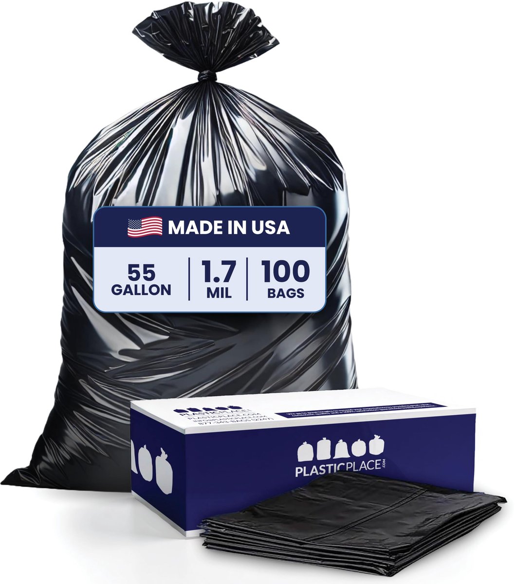 SnelShoppen - 100 Stuks Zwarte Vuilniszakken 55-60 Liter Heavy Duty Milieuvriendelijk - 1,7 Mijl Dikte - Perfect voor Keuken, Tuin, Feest en Camping