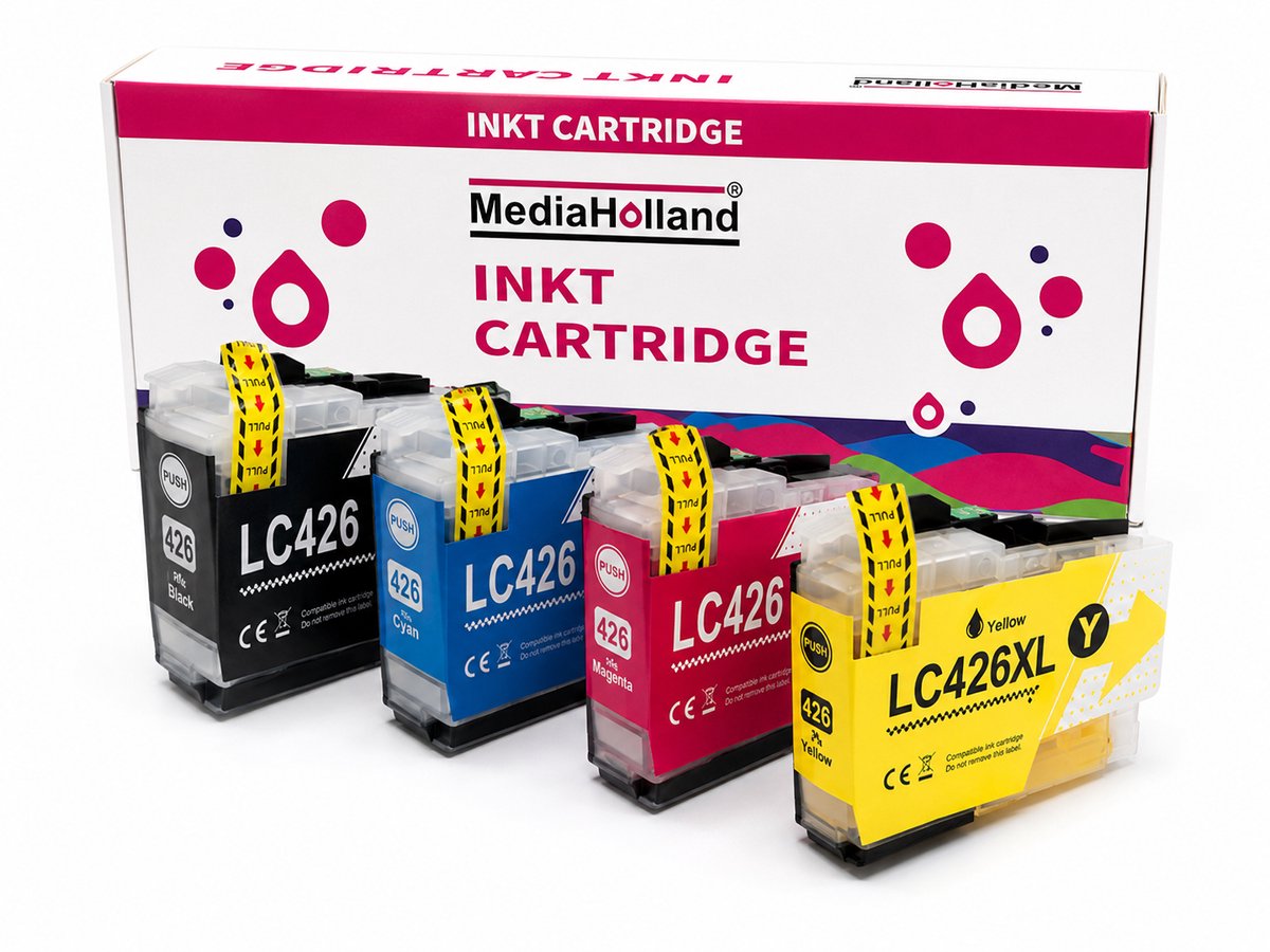 MediaHolland - Huismerk Inkt Cartridges voor Brother LC426XL Printers - Set van 4 Stuks - 4 Kleuren - Brother Inktpatronen, Cartridge