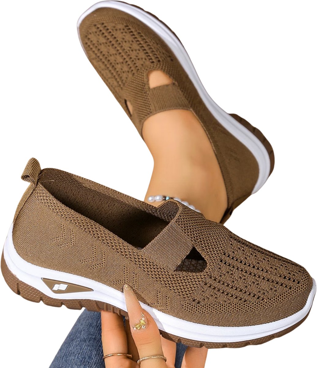 Currero Schoenen Dames Sneakers Comfortabel Slippers Casual Volwassenen Donkerbruin 38