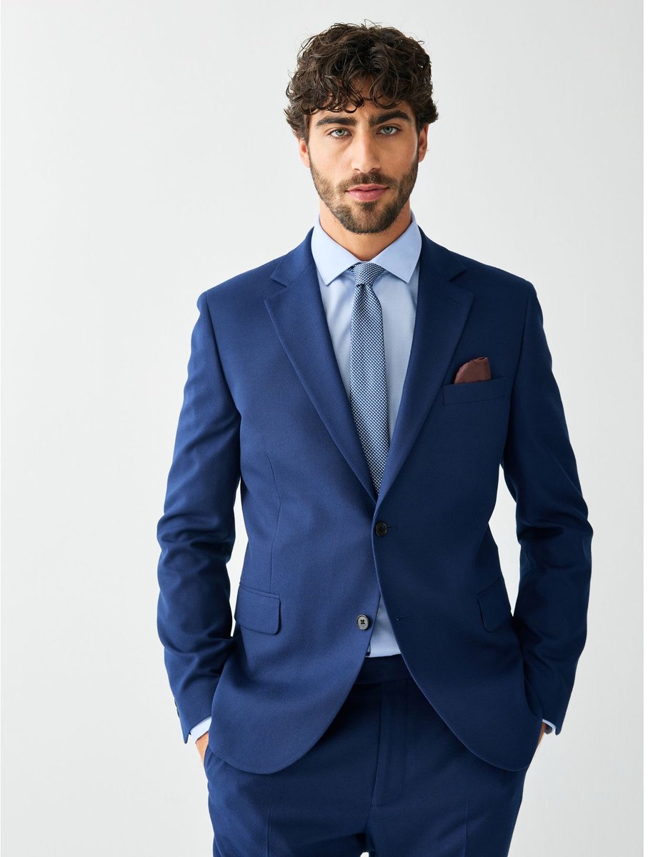 Next - Heren - Getextureerd colbert, nauwsluitende pasvorm - Regular - Blauw