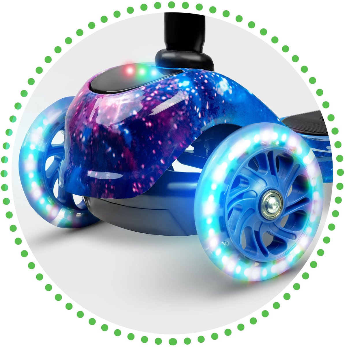 SnelShoppen - Driewieler Kinderscooter met LED Verlichting, Opvouwbaar, Balancerend, Blauw-Zwart, Verstelbaar Stuur, Antislip Voetstuk voor Kinderen t