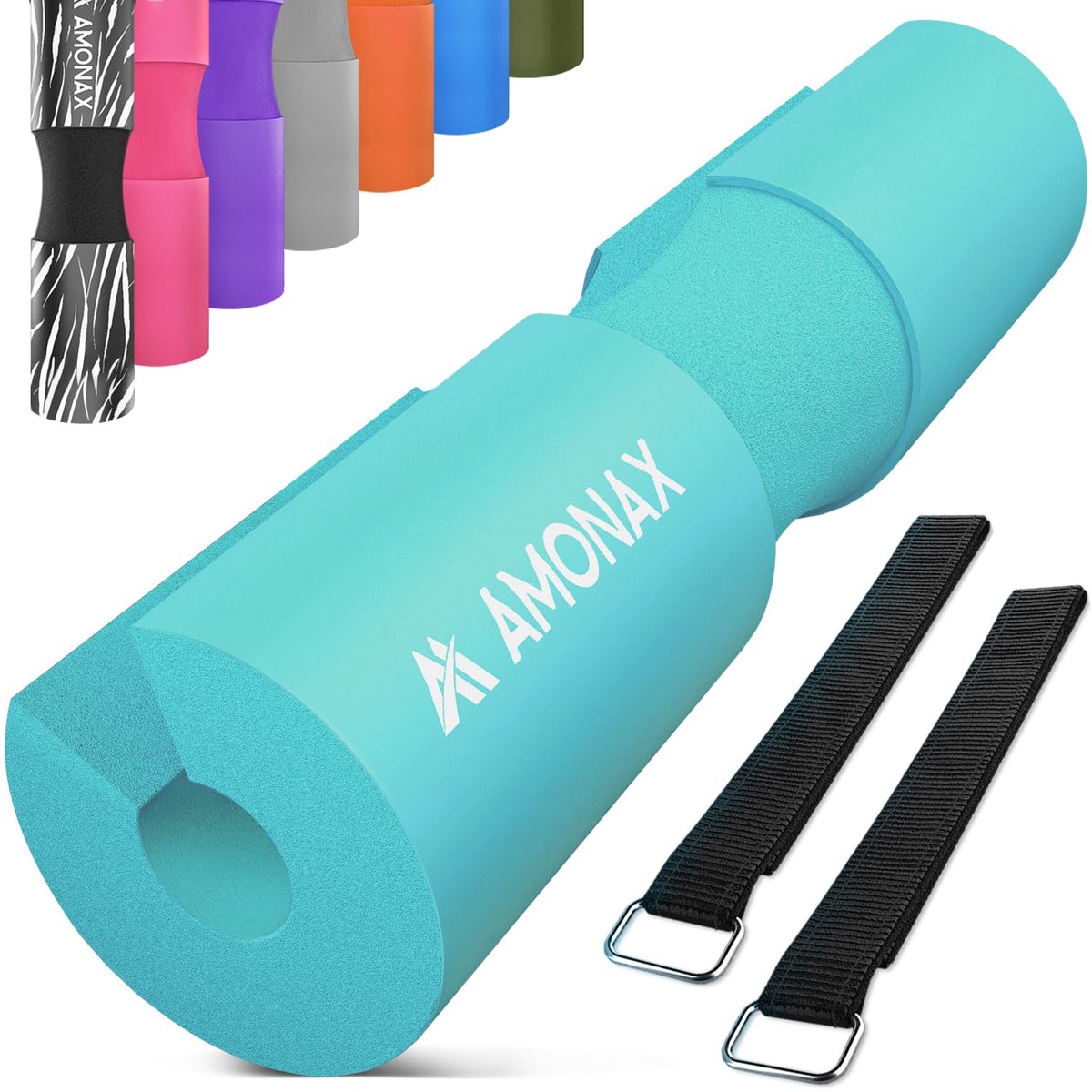 SnelShoppen - Amonax lange halter kussen, extra dikke nekpad barbell pad nekbescherming voor hip thrust, squat en fitness oefeningen, turquoise