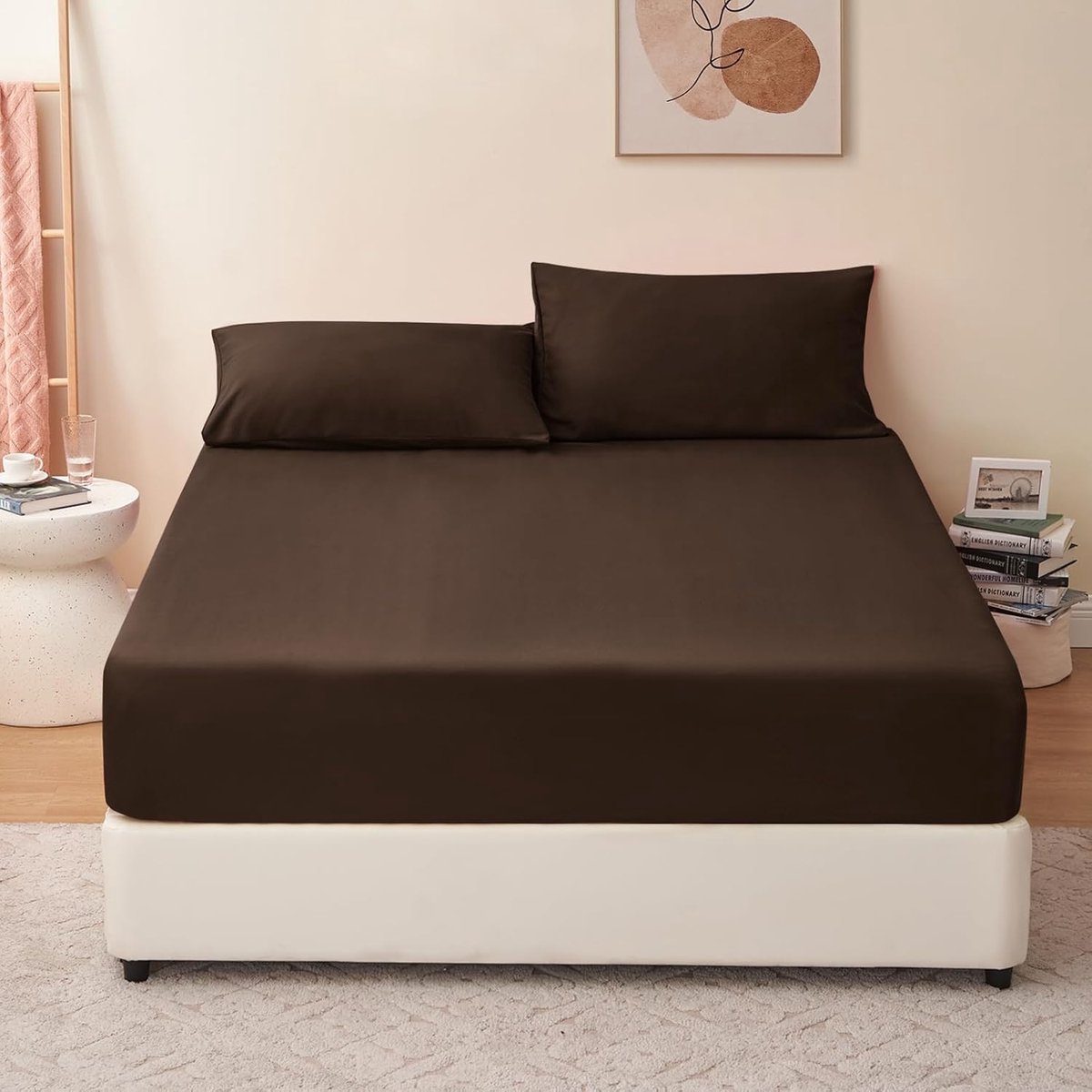 Fitted sheet 180 x 200 cm - Donkerbruin - Microfiber - Zacht en vochtabsorberend - ShopVlot