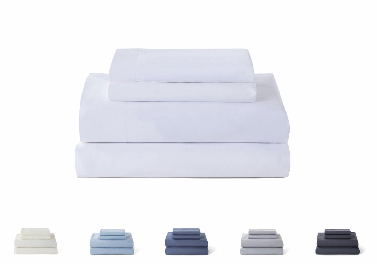 SnelShoppen - 4-delige Beddengoedset, Wit Hoeslaken met 2 Kussenslopen 50 x 80 cm voor Bed 180 x 190/200 cm van Geborsteld Microvezel, Ideaal voor Sla