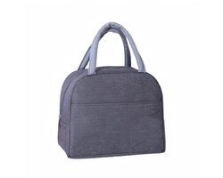 Lunchtas - Koeltas - Koeltasje - Thermotas - Draagtas - Picknicktas - Met aluminiumfolie binnenkant en waterafstotende stof, houdt eten warm en koud - Polyester - 23x12,5x19,5 cm - Voor werk, school en picknick - Grijs