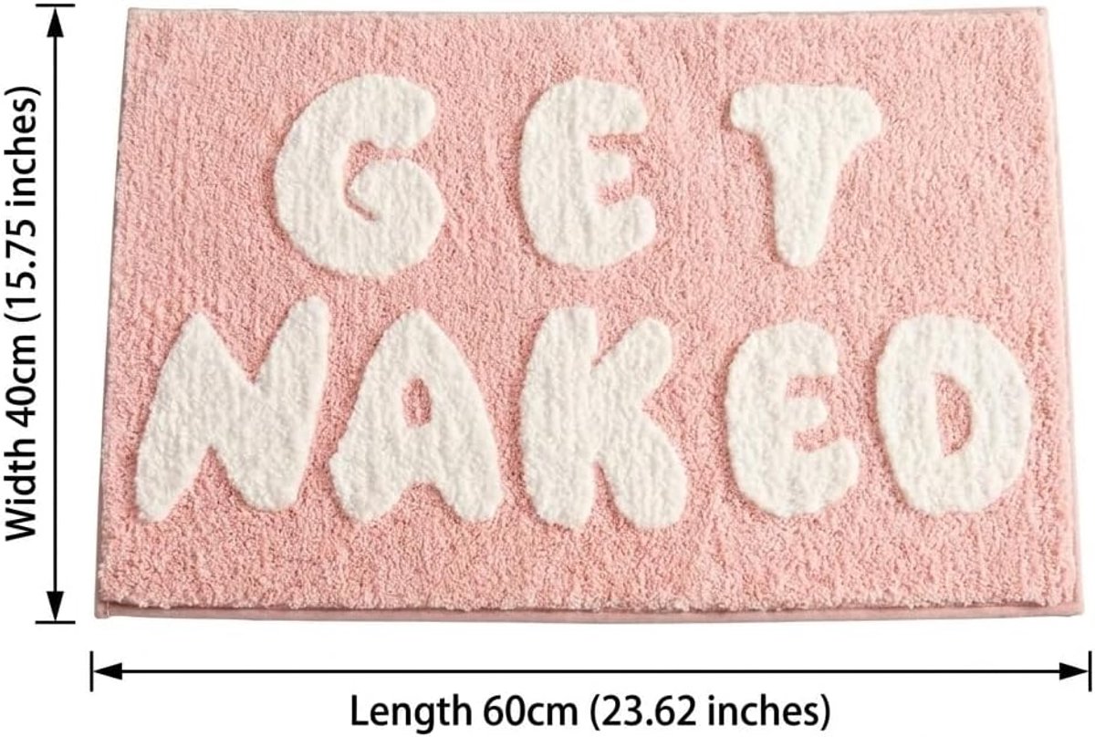 SnelShoppen - Badkamermat 40 x 60 cm Antislip Badmat Roze - Wasbaar Badtapijt voor Badkamer Decoratie - Kleine Badkamer Mat met Dopamine Design