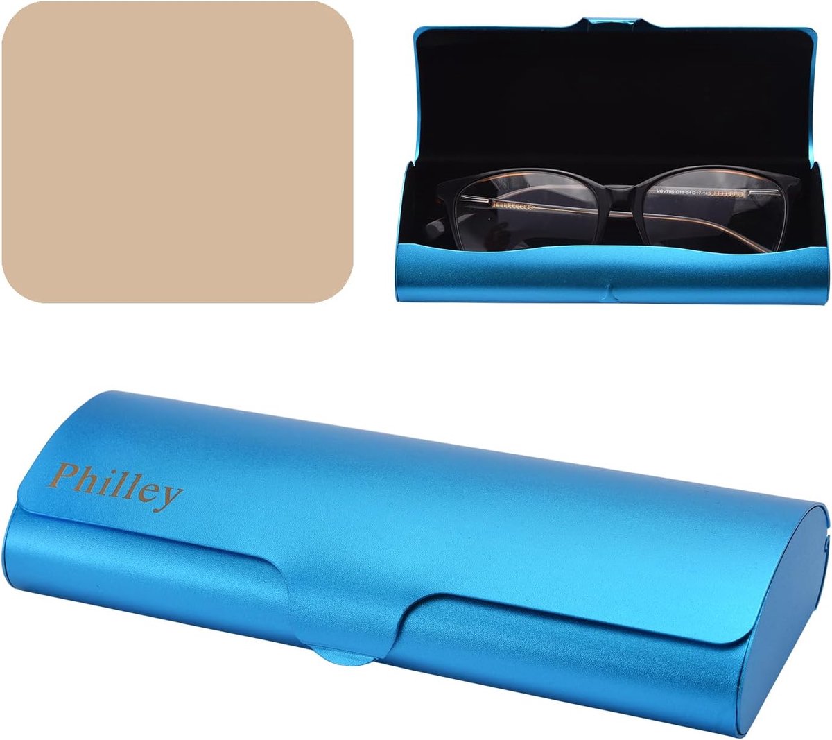 SnelShoppen - Philley Brillenkoker Aluminium Ultralichte Hard Shell Case voor Bijziende Brillen voor Vrouwen & Mannen | Draagbaar, Reisvriendelijk, Me