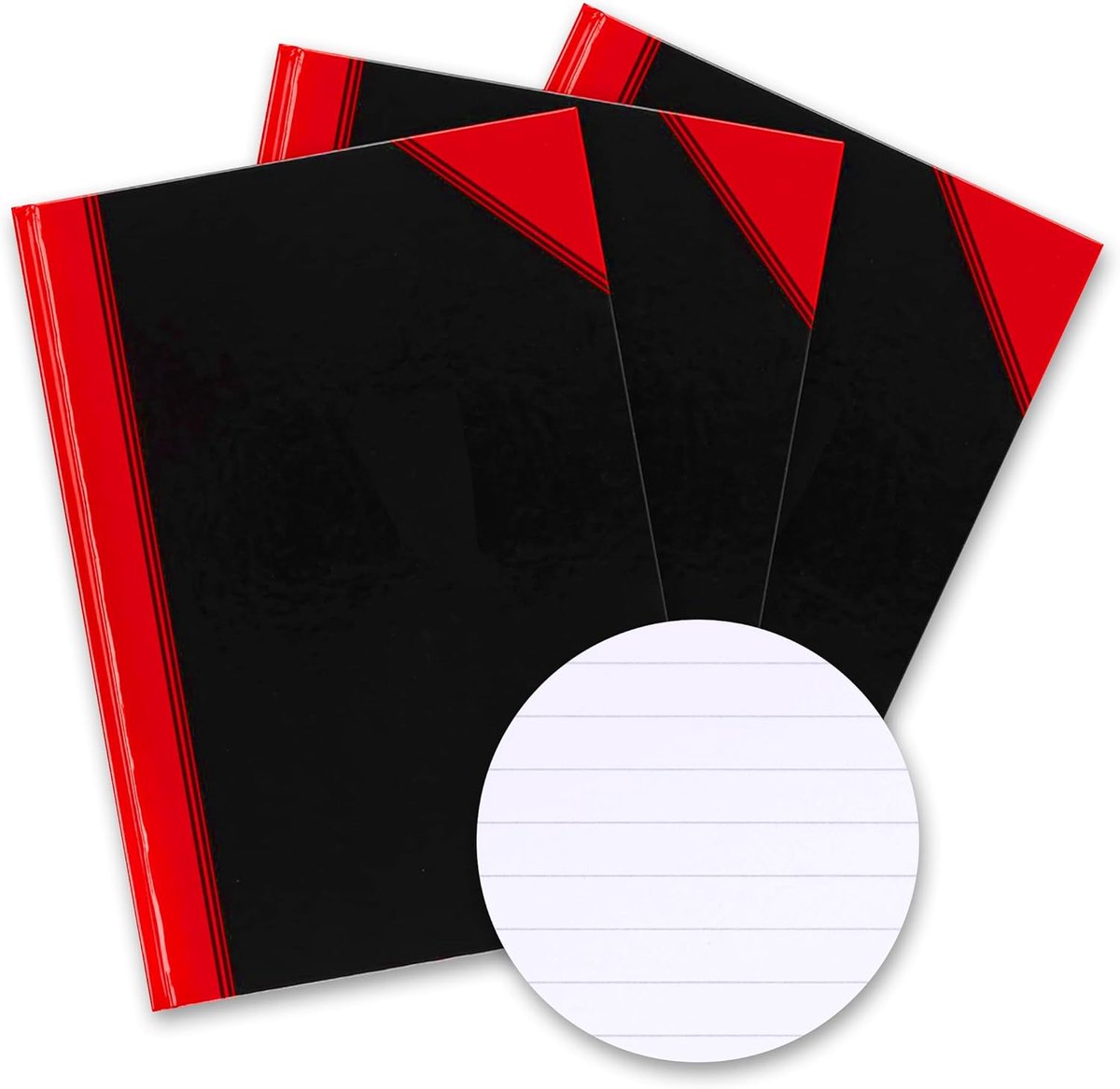 SnelShoppen - Notitieboek A4 gelinieerd hardcover 192 pagina's zwart 3-pack voor school, kantoor en thuisgebruik