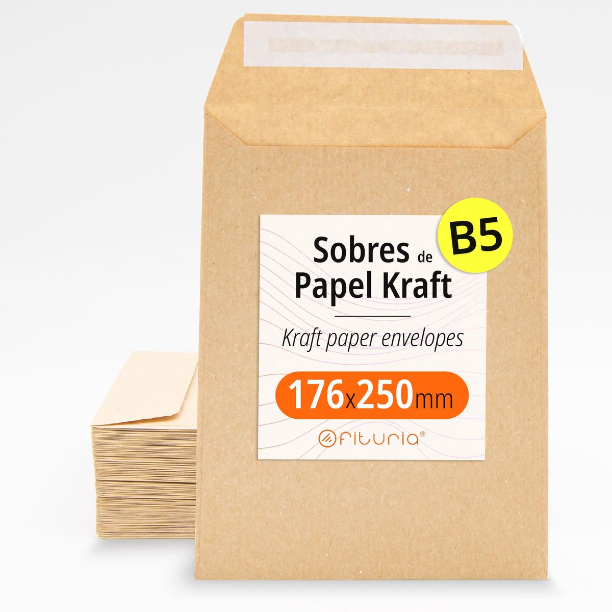 SnelShoppen - Kraft-enveloppen met siliconen band voor uitnodigingen, gastgeschenken, bruiloften, communies of doopfeesten, 176 x 250 mm, 2000 stuks