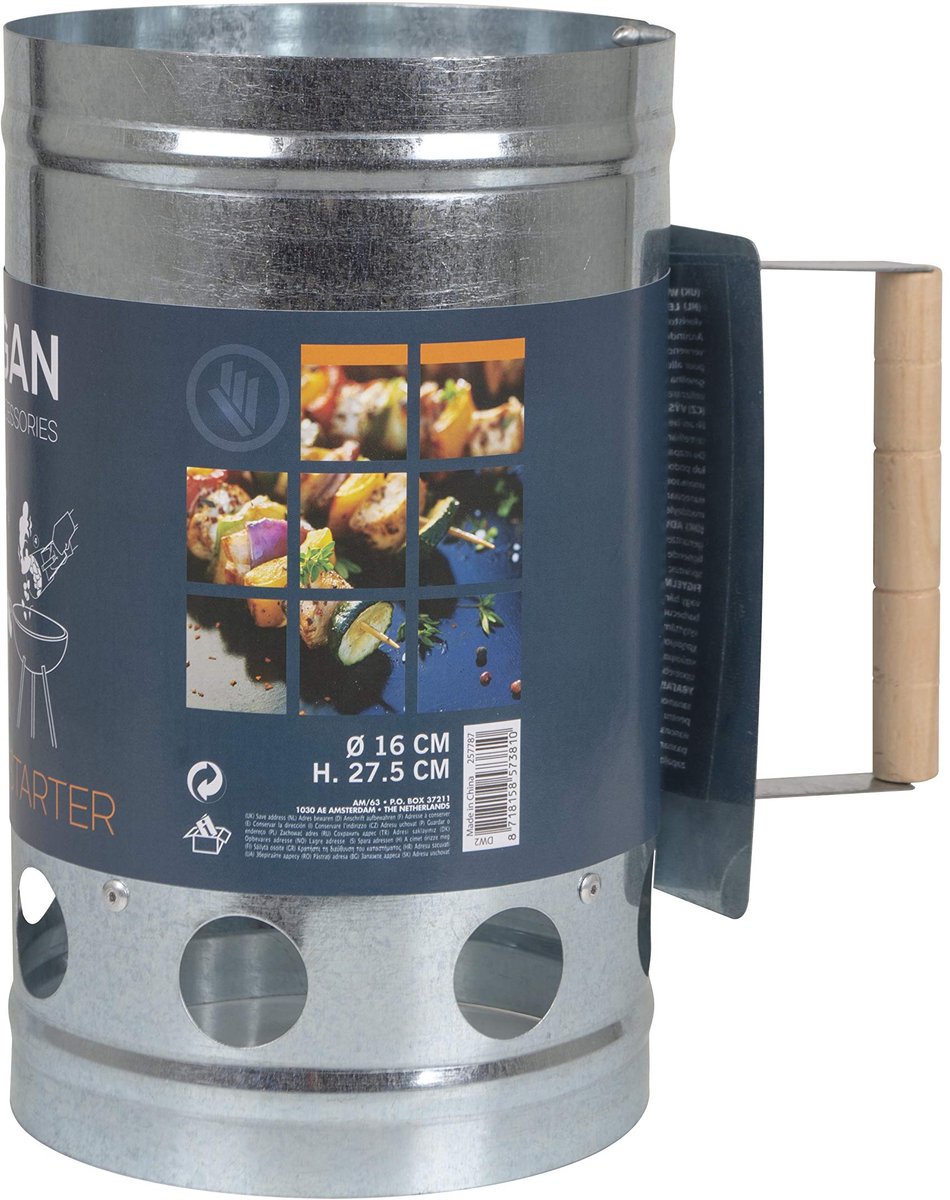 SnelShoppen - Kolenstarter Zilver 16 x 27,5 cm - Snel en Efficiente Kolenstarter voor Barbecue, Tuin, Camping en Feestjes