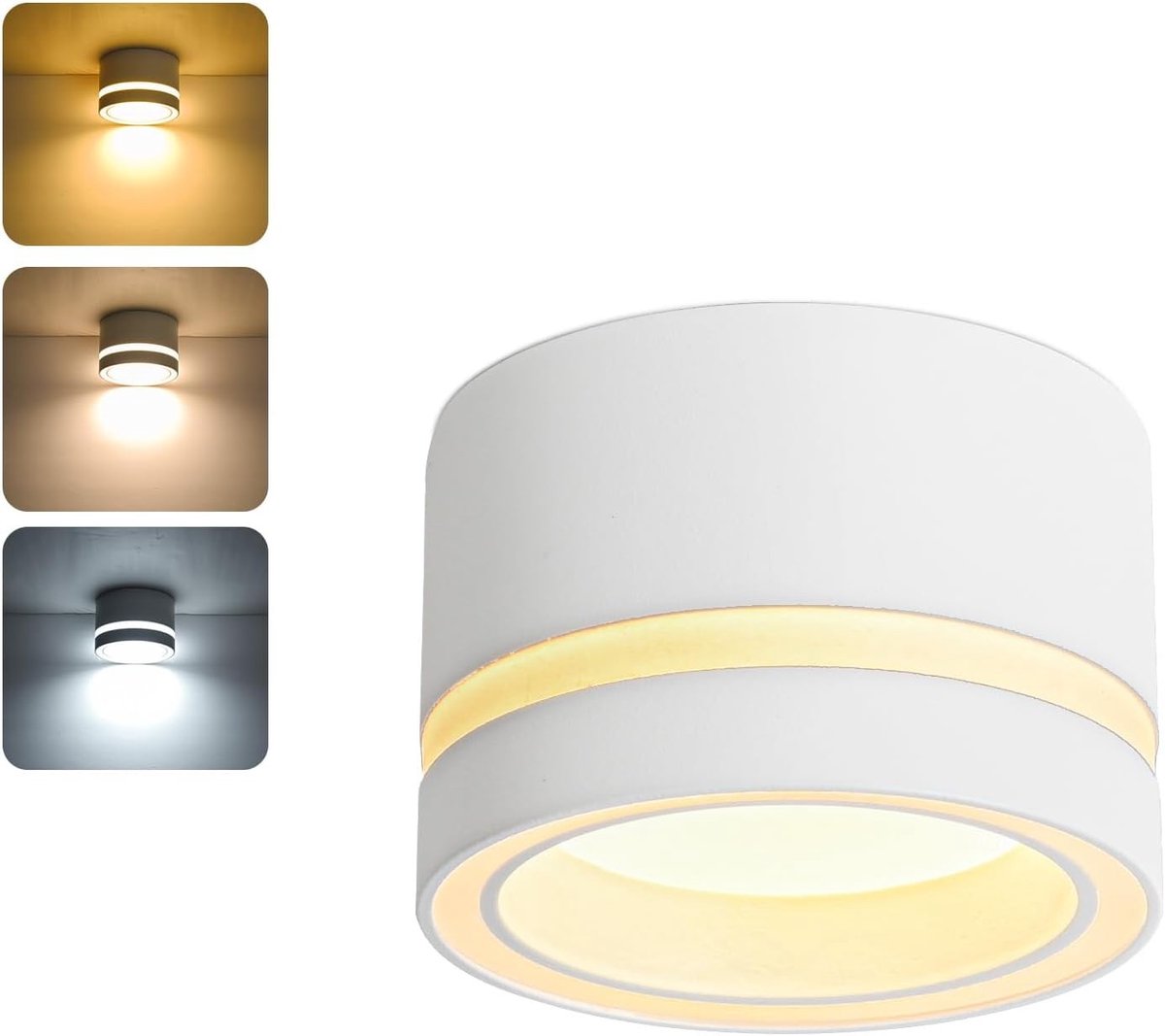 Dimbare witte plafondspot met 6 W LED, 3 kleurtemperaturen en GX53-fitting voor badkamerverlichting
