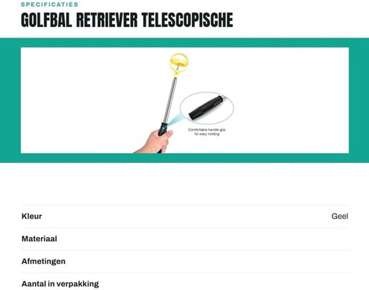 Golfbal Retriever Telescopisch - Golfbalpick-up - Golfbalplukker - Automatische Vergrendeling - Lichtgewicht - Geel