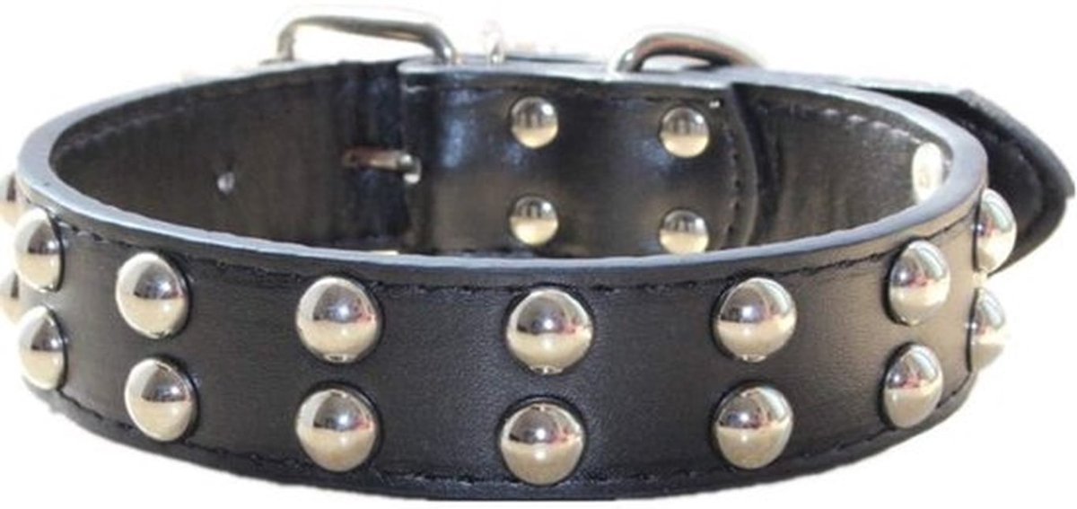 Halsband - Brede Lederen Halsband - Verstelbaar - Kunstleer - Studded Spikes - Medium Grote Rassen - 1,2 Inch Breed - Hondenhalsband