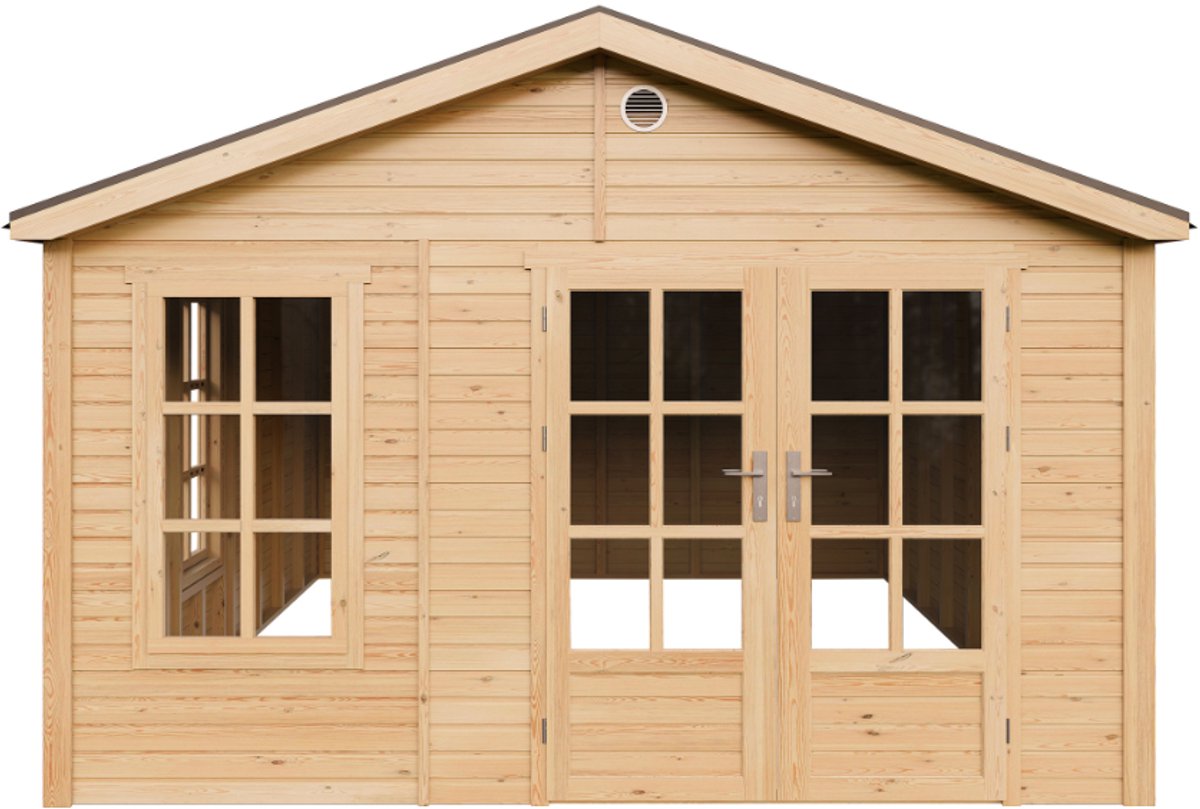 Timbela M736A - Houten tuinhuis - 17,61 m² - 512x382xH267 cm - zonder vloer met grijze dakshingles