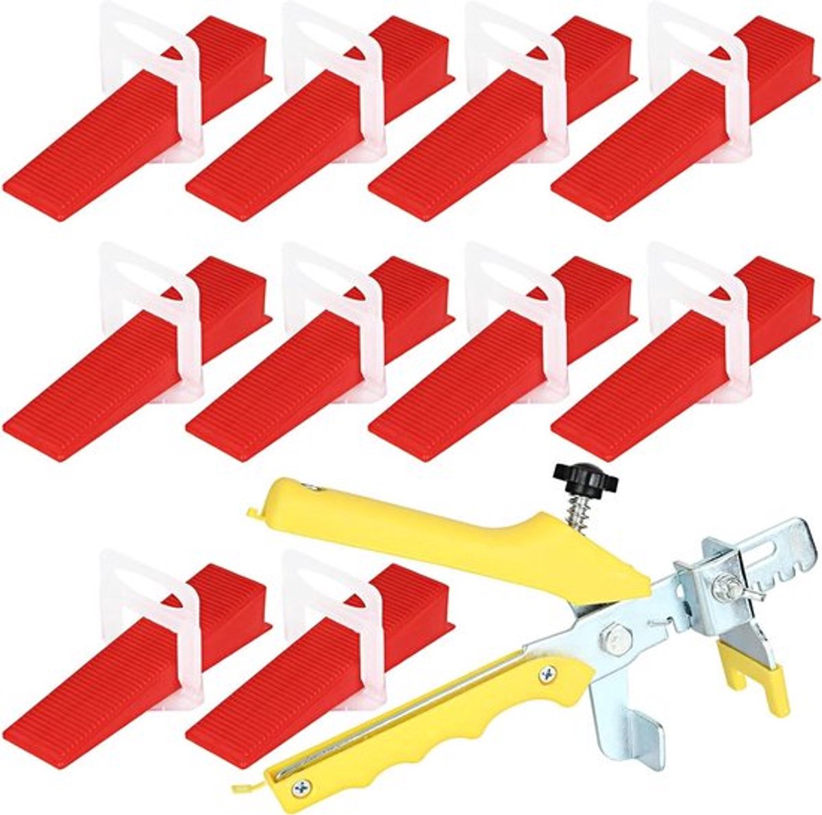 Nivelleringssysteem voor tegels met 600 stuks, 1,5 mm clips - inclusief 500 treklipjes