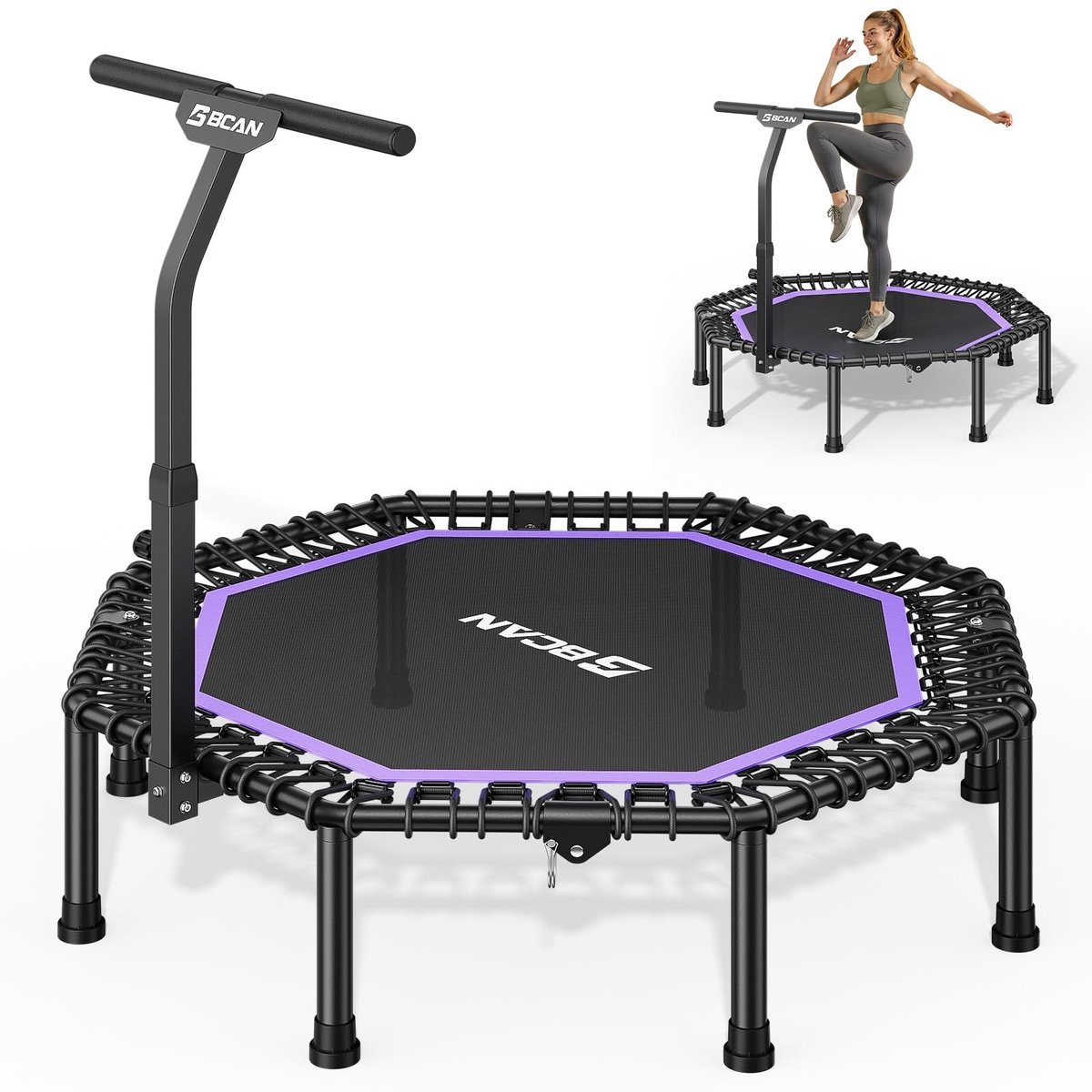 Solidchoice - Octagonale Fitness Trampoline Ø 130 cm voor Volwassenen tot 205 kg