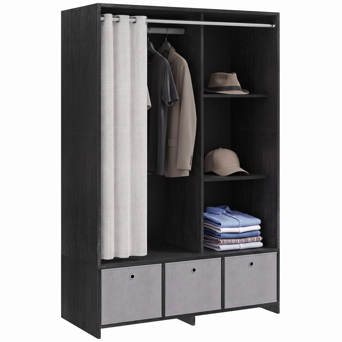 HOMCOM-Kledingkast-MDF, Glas-80x50x180 cm-Wit