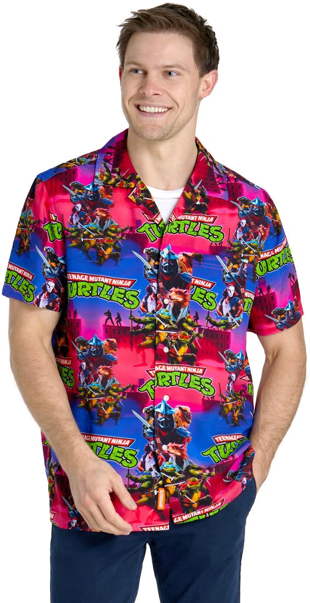 OppoSuits Shirt - TMNT™ Dude! - Heren Overhemd - Korte Mouwen - Meerkleurig - Maat XL