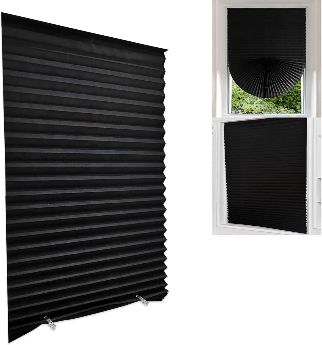 KZQ Verduisteringsrolgordijn - Koordloos zelfklevend, op maat snijdbaar - Verduisterend, warmte-isolerend - Voor slaapkamer, badkamer, keuken, kantoor - 60x150 cm, zwar