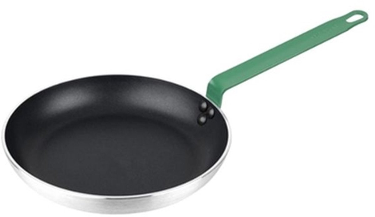 Hygiplas Aluminium Antiaanbak Teflon Platinum Plus Koekenpan met Groen Handvat 28cm