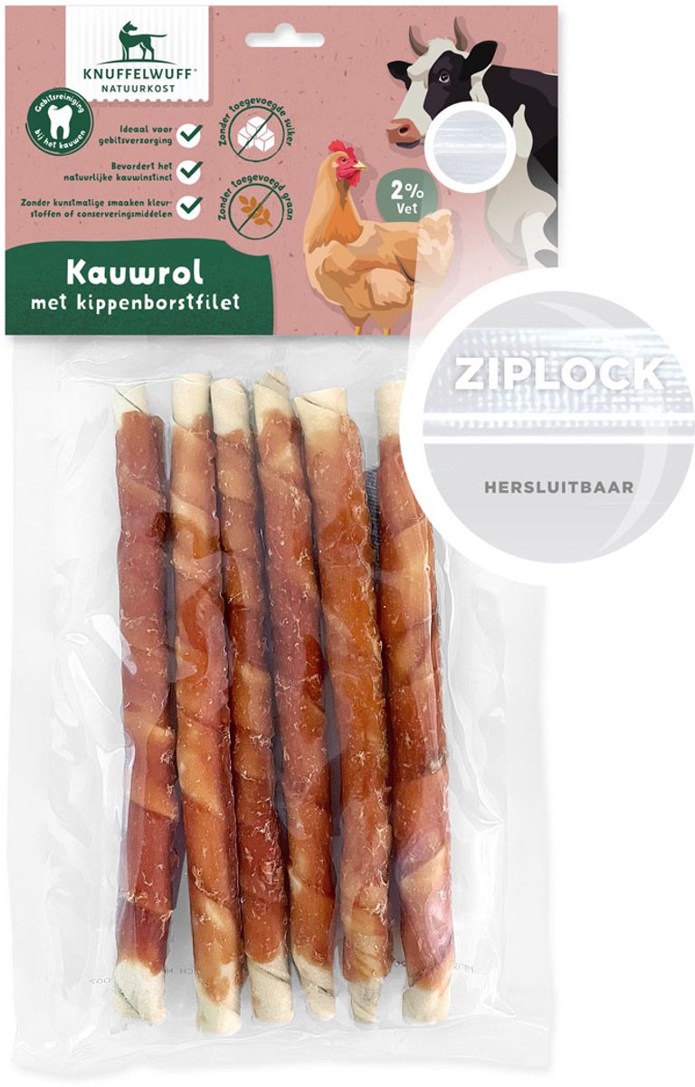 Knuffelwuff Kauwrol met kipfilet 28 cm