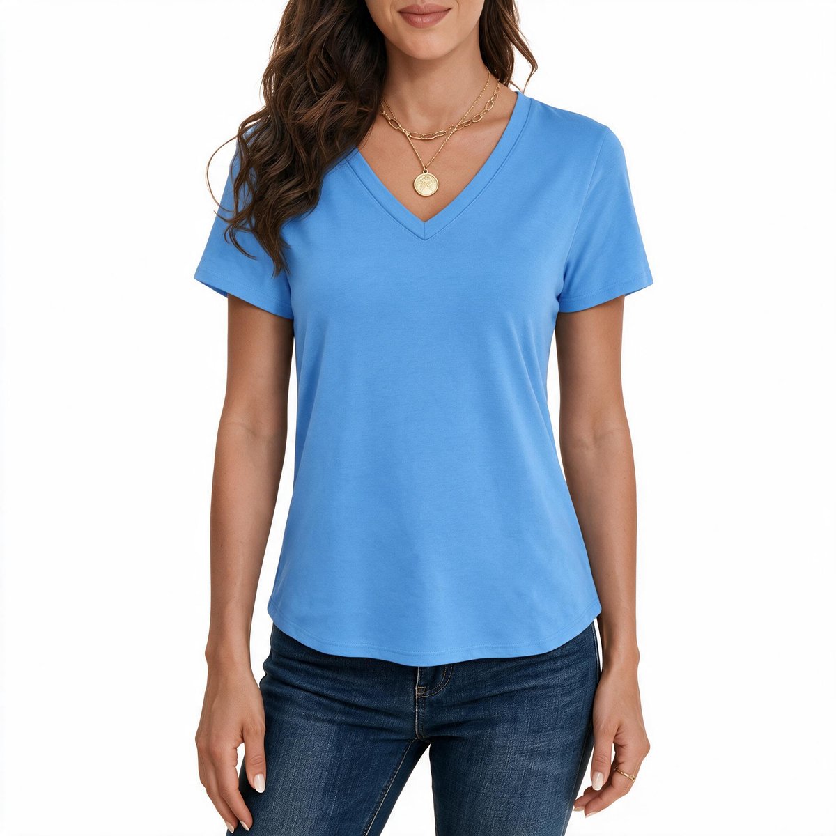 Imily Bela Dames Basic T-shirt met V-hals
