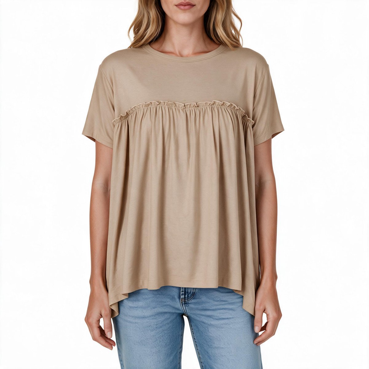 Imily Bela Dames Babydoll Top met Korte Mouwen