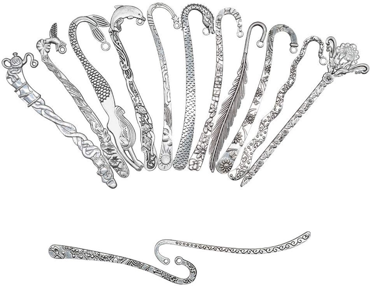 Solidchoice - 10 Stuks Metalen Boekenleggers met Antieke Uitholling