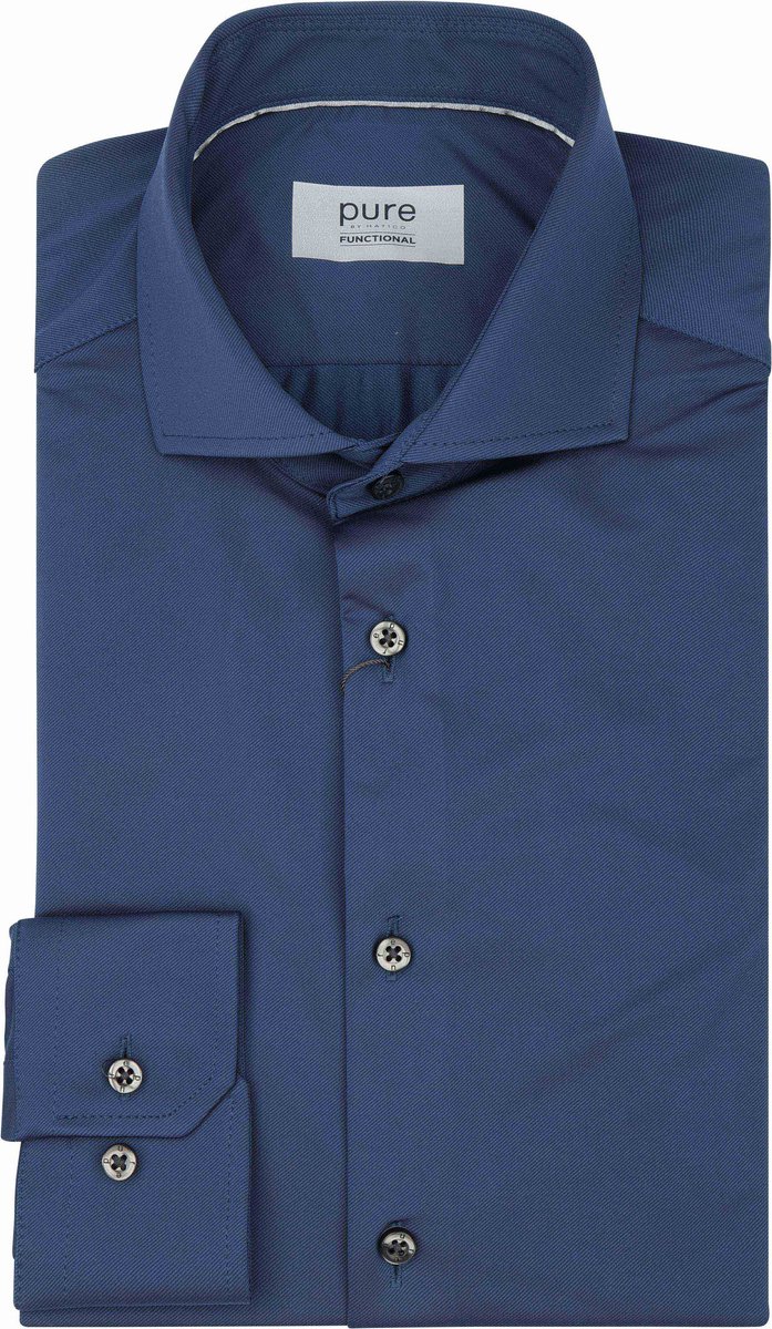 Pure The Functional Shirt Donkerblauw (navy) - Maat 43 - Heren - Overhemden Formeel