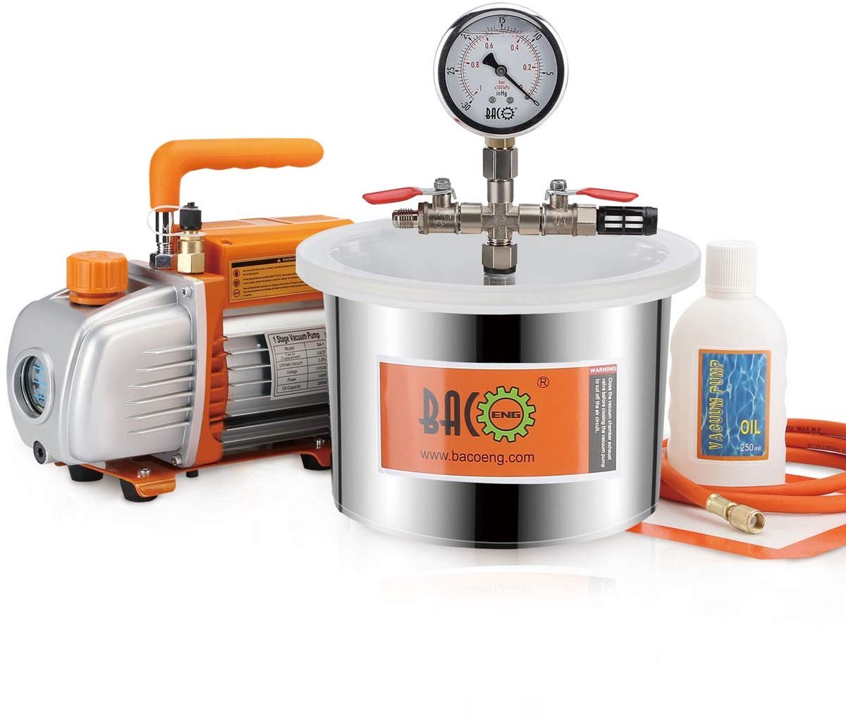 Solidchoice - 6.8L Vacuüm Chamber met Vacuum Pomp en Drukmeter