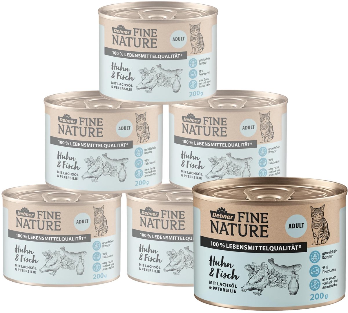 Solidchoice - Graanvrije Natvoeding voor Volwassen Katten met Kip en Vis, 6 x 200 g