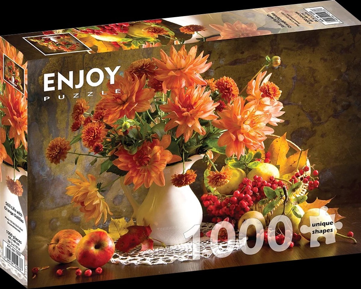 Enjoy Puzzle legpuzzel bloemen 1000 stukjes oranje dahlia's volwassenen.