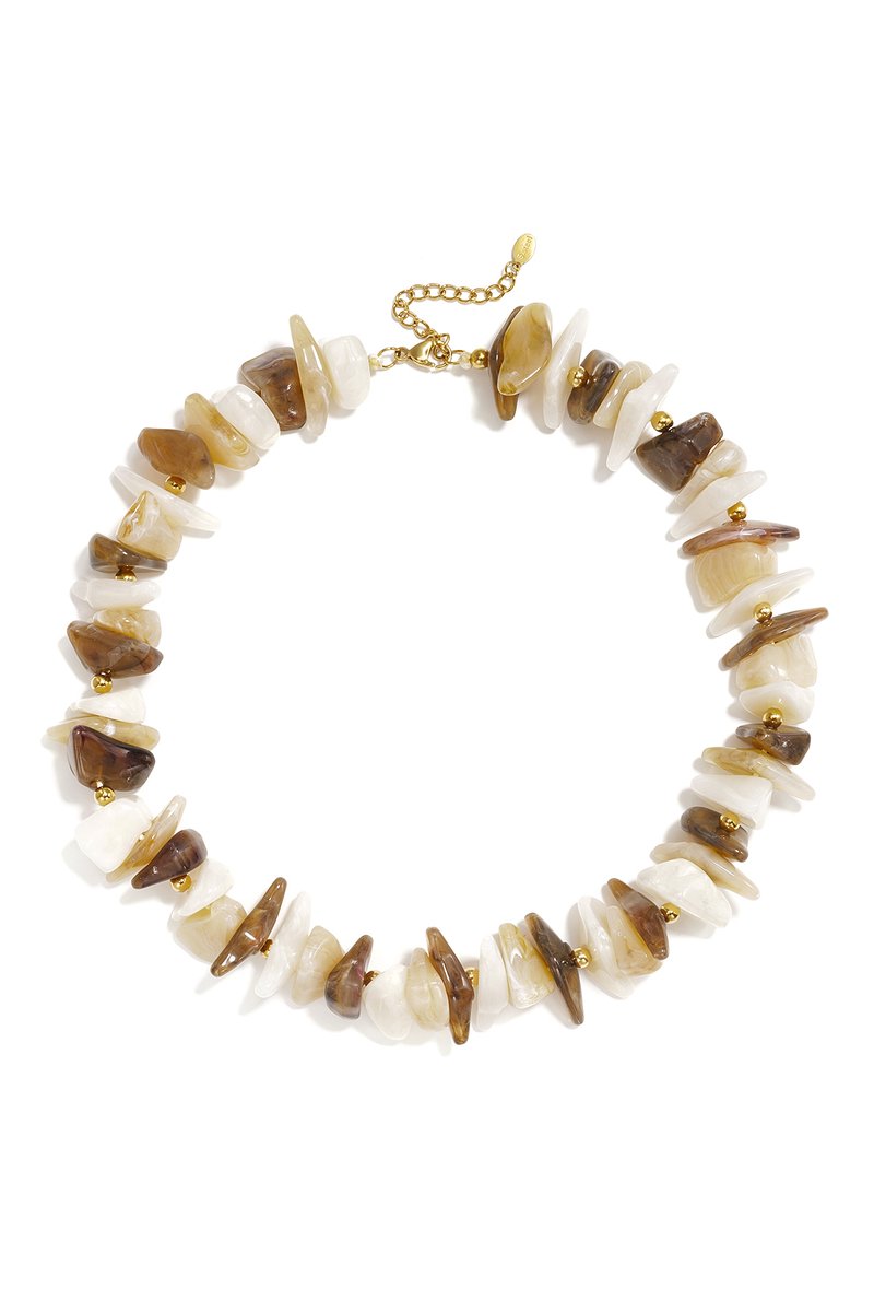Acryl Kralenketting met Onregelmatige Vorm – Simple Series - Beige