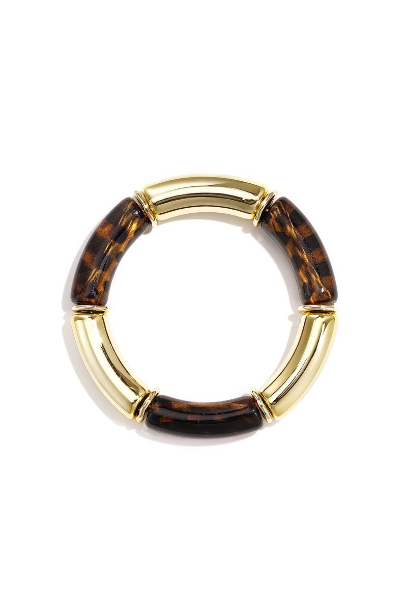 Lumé - Kralen Armband - Acryl - Goudkleur - - Karmozijnrood
