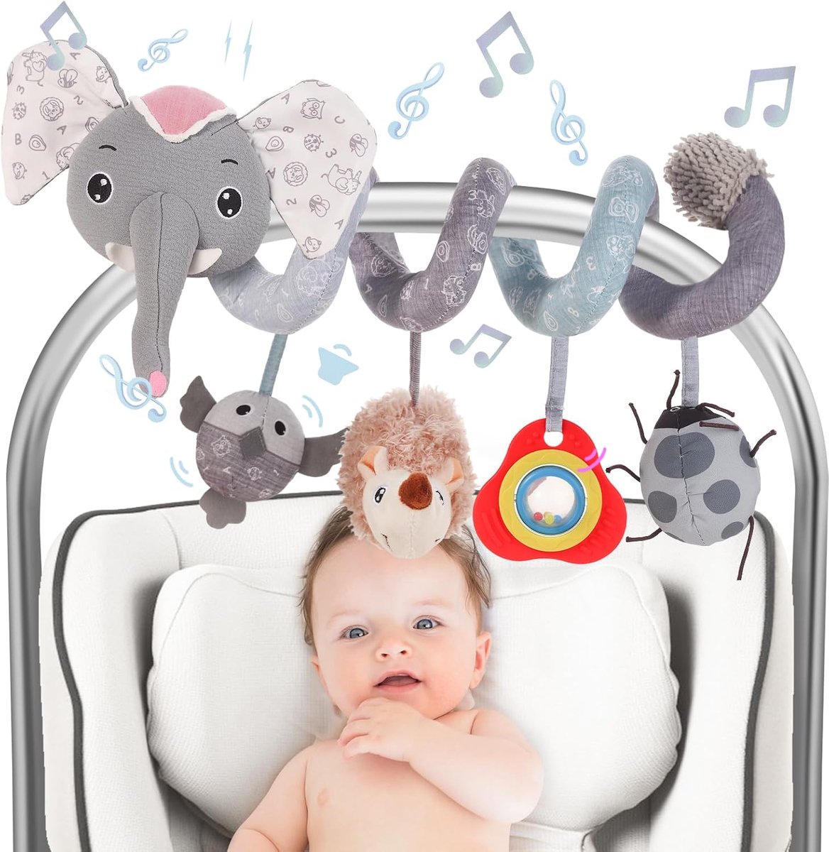 Boxspiraal Speelgoed Baby 0 Jaar voor Babybox/Kinderwagen - Autostoelspeeltje Jongen & Meisje - Activiteitenspiraal Knuffel