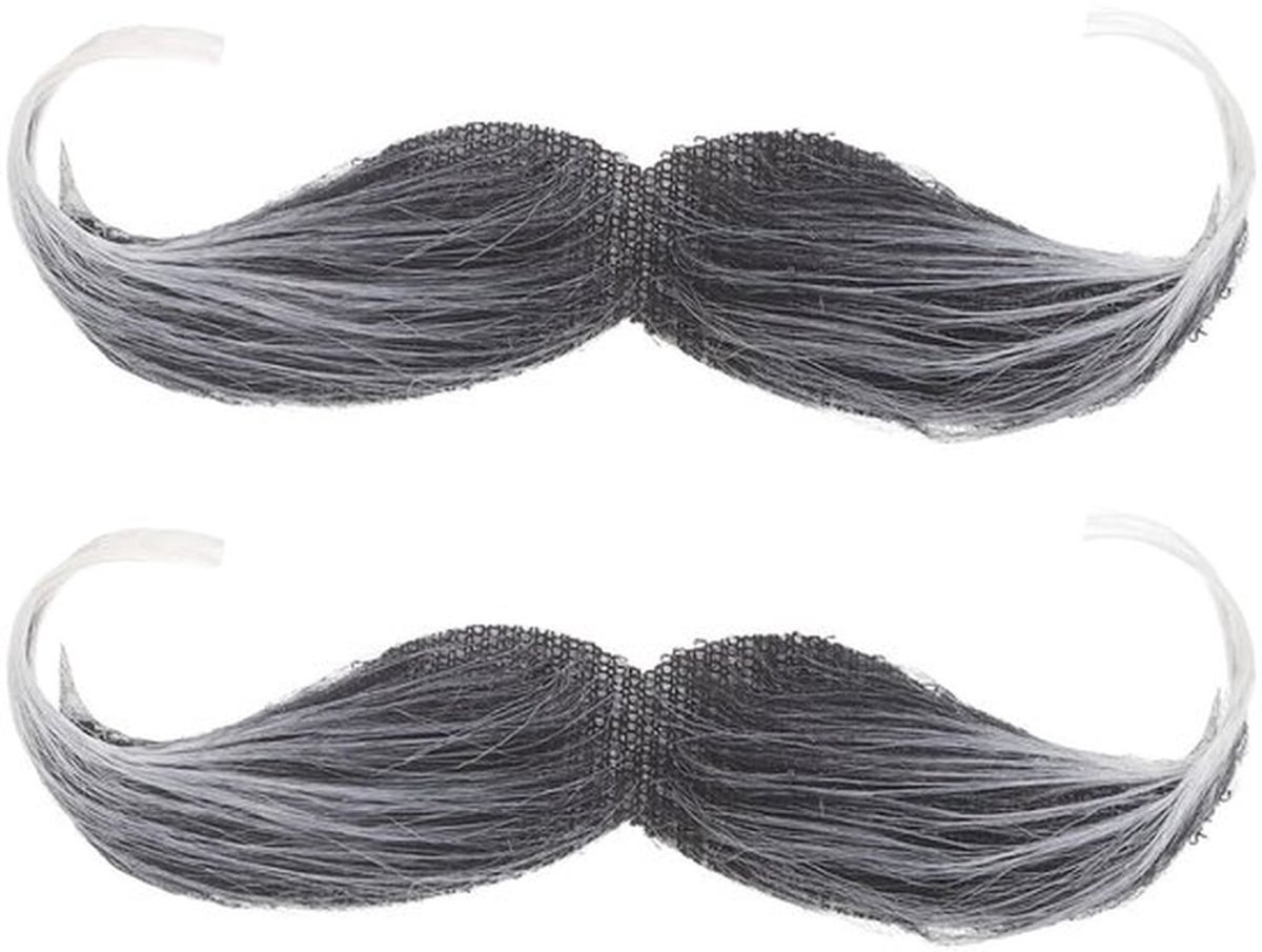 Valse Baard 2 Stuks - Realistische Snor - Kunststof - Herbruikbaar - Cosplay - Eenvoudig te Dragen - Afmetingen 13 x 4 cm - Kostuumbaard