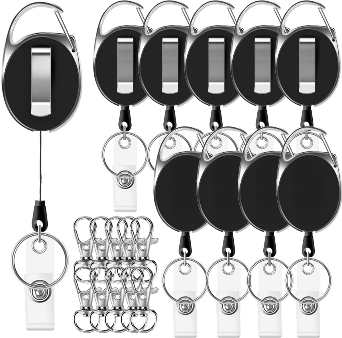 Vaive Uittrekbare Sleutelhanger met Clip – Sleutelkoord 61 cm – Sleutelhanger met Uittrekbaar Koord voor Werk en Sleutelbeheer - Broekclip