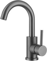 LOMAZOO Wastafelkraan Chloe Gun Metal Zwart - Gunmetal Badkamerkraan - Badkamer Kraan Antraciet Grijs