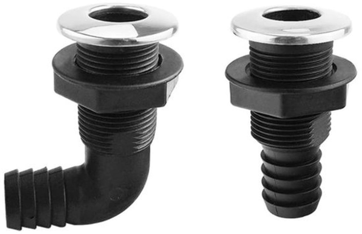 Fittingen 0/90 graden - Nylon Connector - Slang 20/25 mm - Bootafvoer - Erosiebestendig - Duurzaam materiaal - Slangconnector