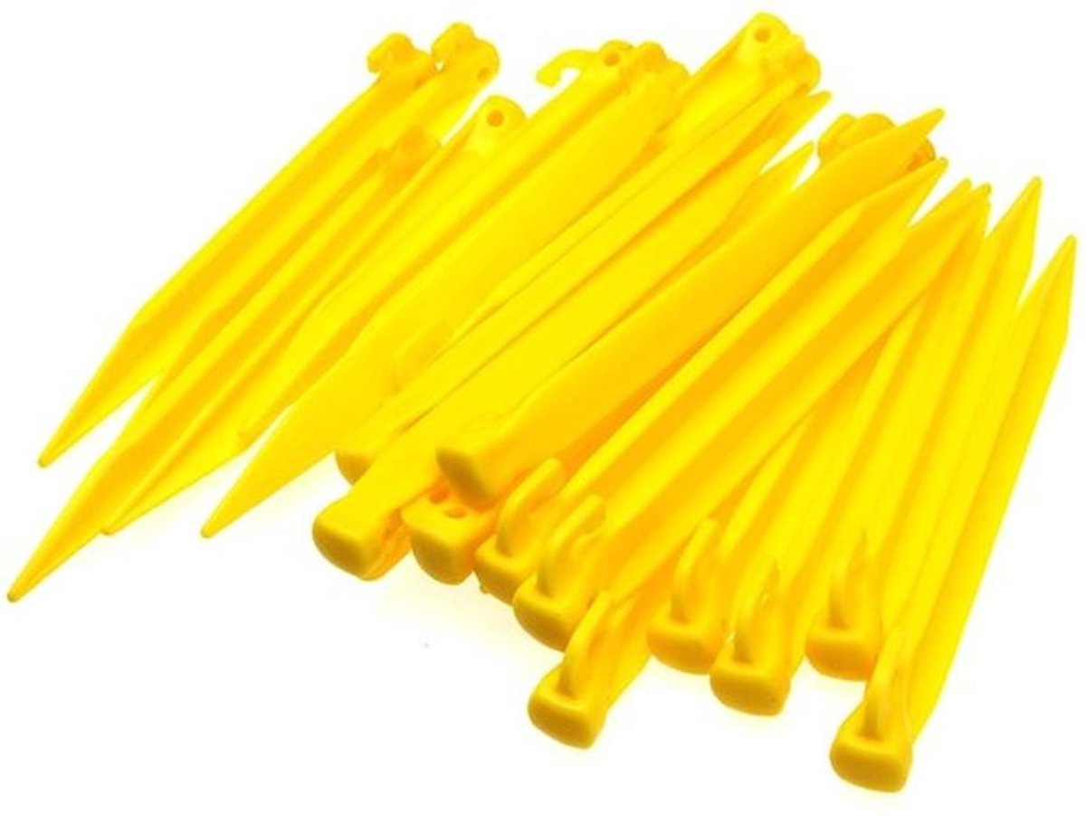 Tentpinnen 24 stuks - Duurzaam - Kunststof - Camping - Luifel - Sterke bovenhaak - Formaat 225mm x 22mm - Tentstaken